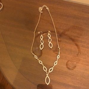 Rhinestone earring and necklace set